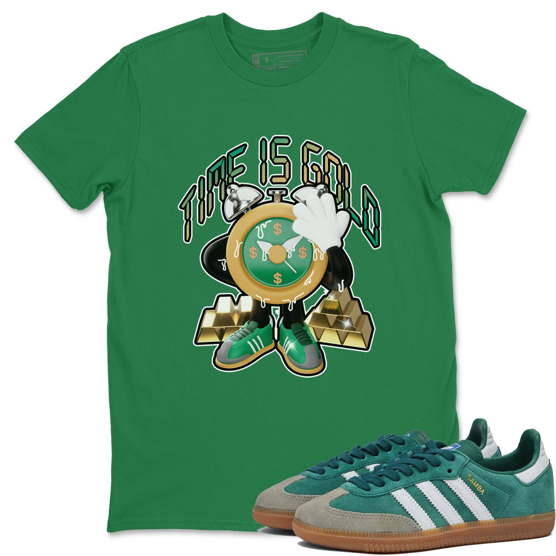 Time Is Gold Sneaker Tee - Samba Collegiate Green Gum
