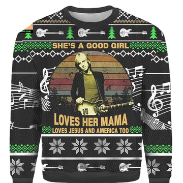 Tom Petty Loves Her Mama Loves Jesus And America Too Vintage Ugly Xmas 3D Sweater ? Usalast