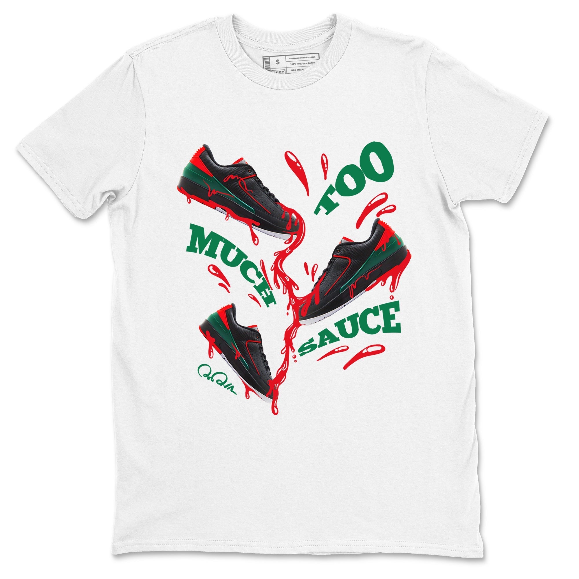 Too Much Sauce Sneaker Tee - Air Jordan 2 Christmas