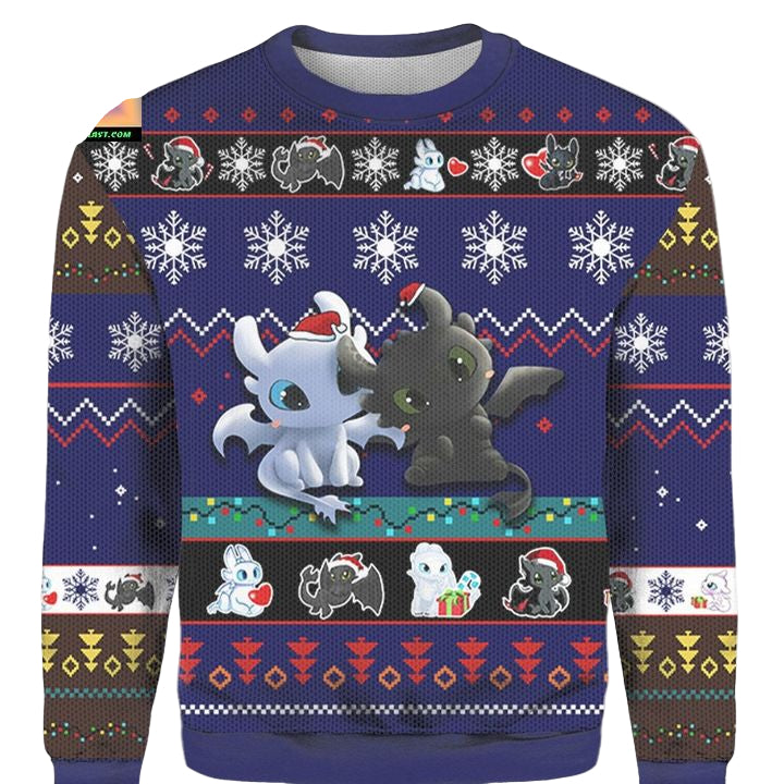 Toothless And Light Fury From How To Train Your Dragon Christmas Ugly 3D Sweater ? Usalast