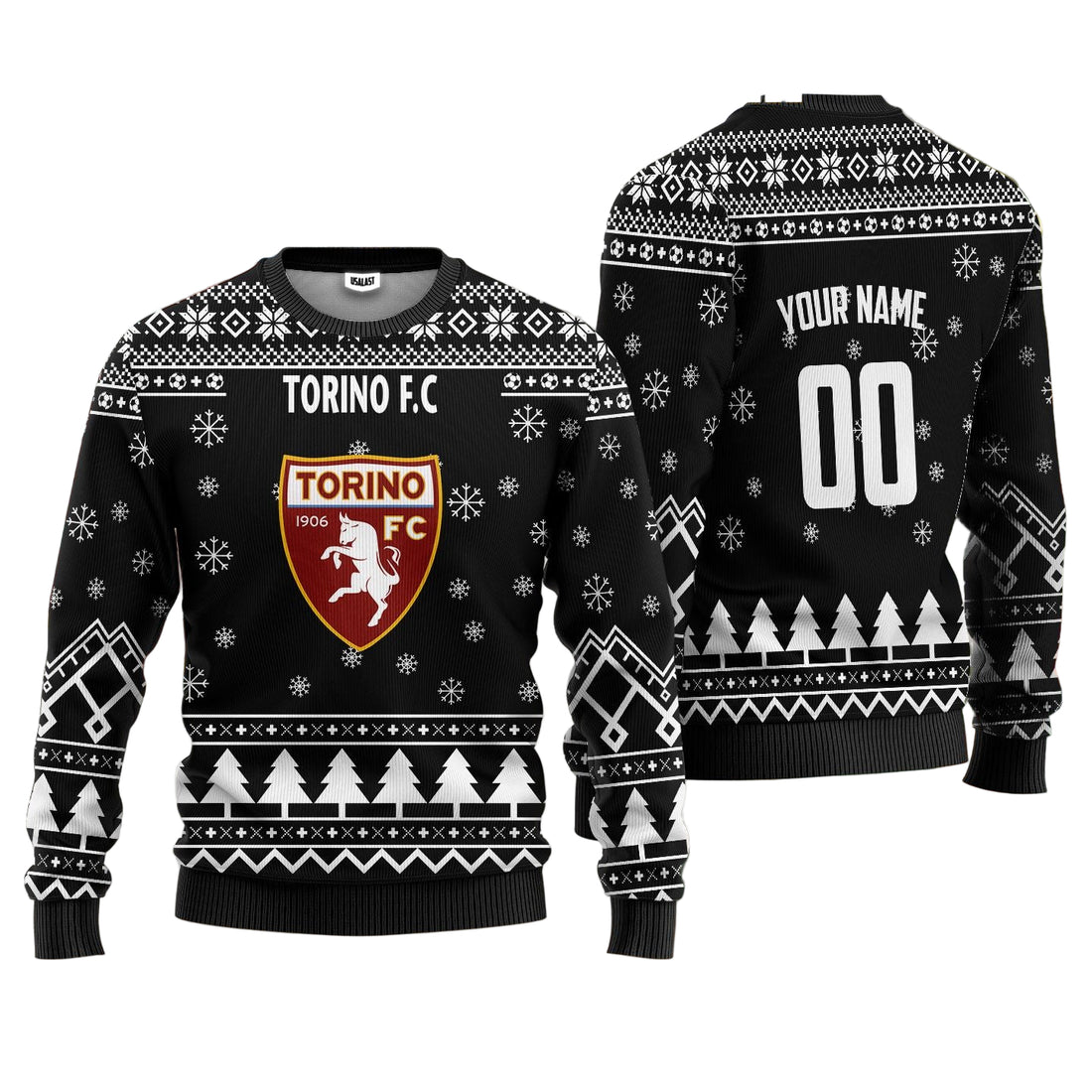Torino FC Personalized Ugly Christmas Sweater Black Version ? Usalast