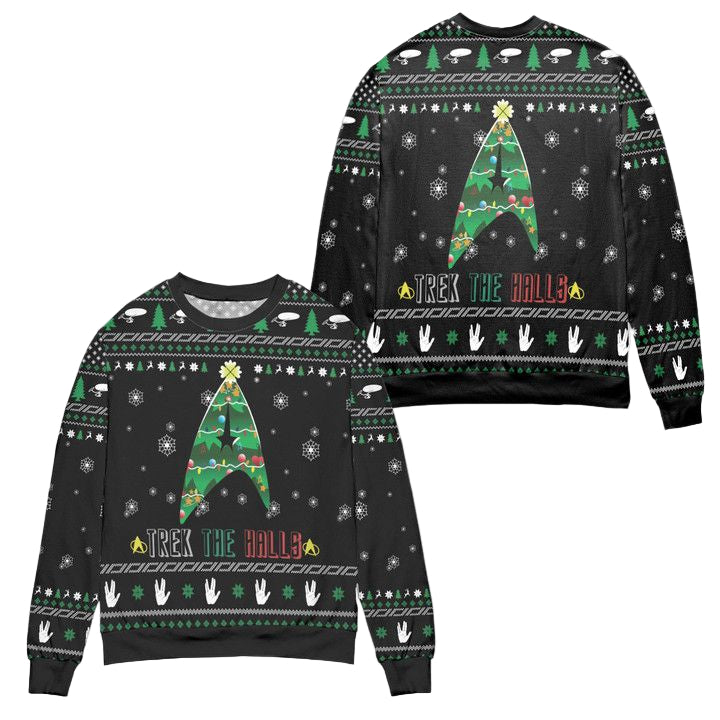Trek The Halls Star Trek Christmas Tree Ugly Christmas Sweater ? Usalast
