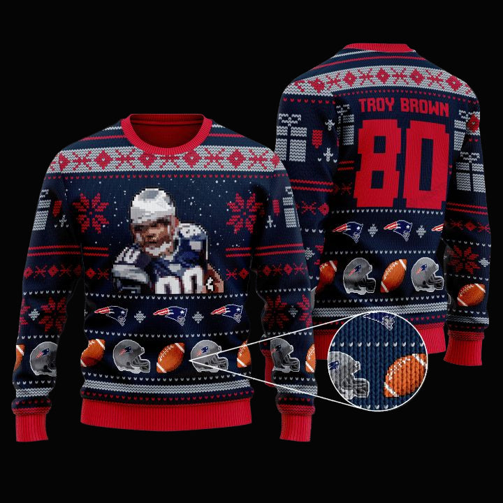Troy Brown 80 New England Patriots Nfl Christmas Sweater ? Usalast