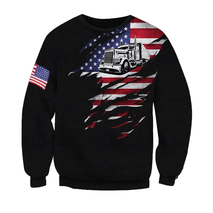 Truck American Flag 3D Sweater Pride Truck Driver Sweater Winter Gift Truck Driver Gift ? Usalast