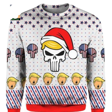 Trump Punisher 3D Print Christmas Ugly Sweater Hoodie Shirt ? ? Usalast