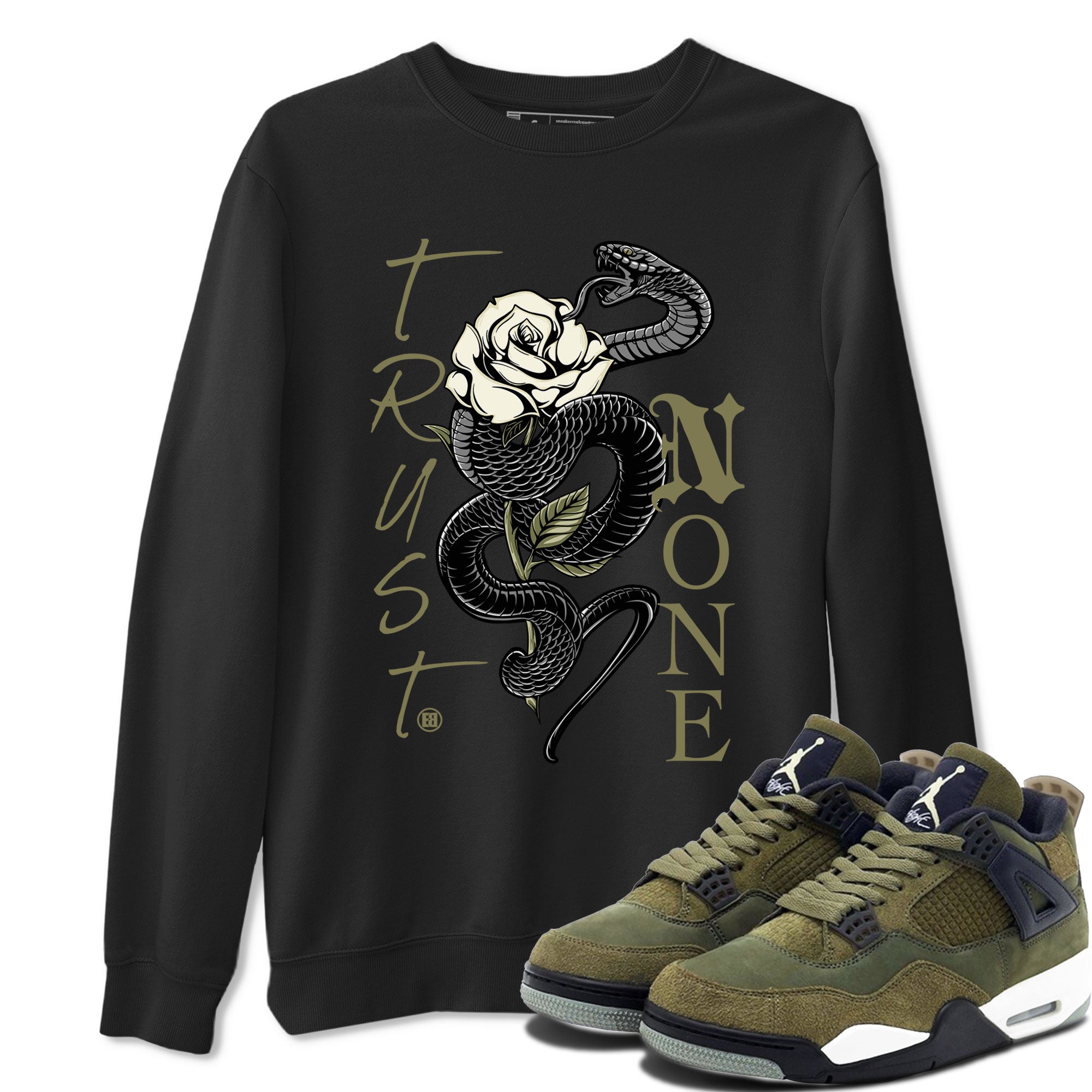 Trust None Sneaker Tee - Air Jordan 4 Medium Olive