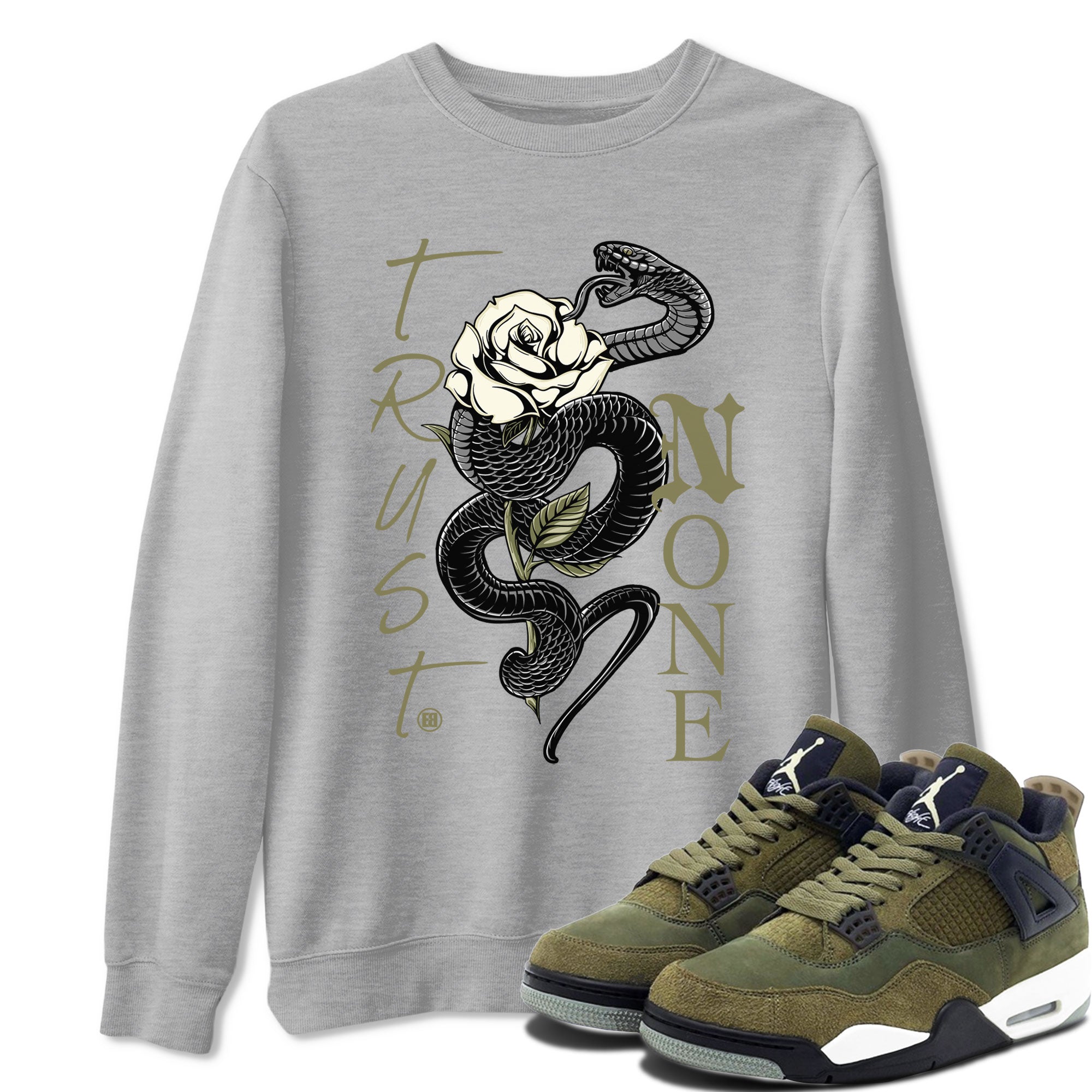 Trust None Sneaker Tee - Air Jordan 4 Medium Olive
