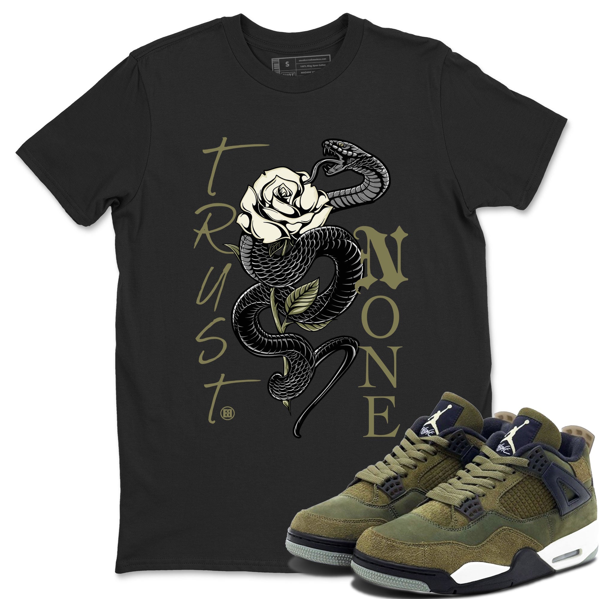 Trust None Sneaker Tee - Air Jordan 4 Medium Olive