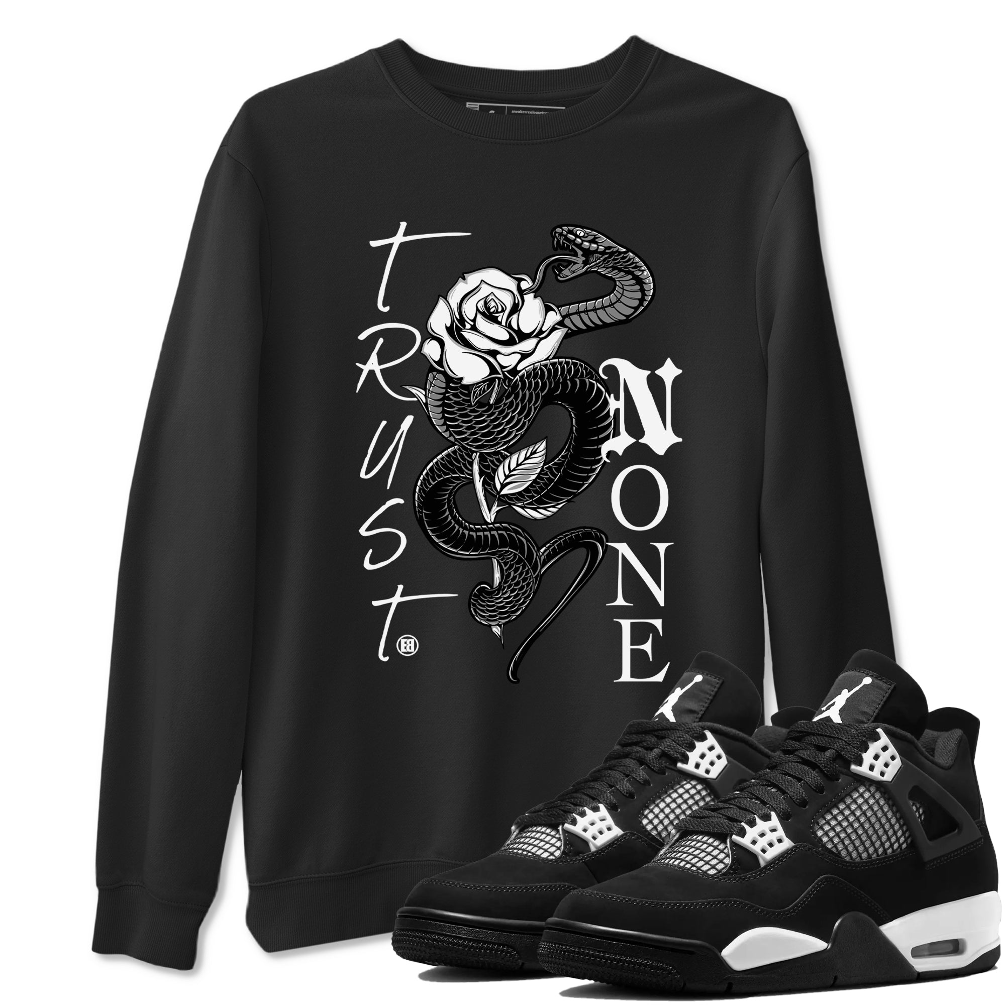 Trust None Sneaker Tees - Air Jordan 4 White Thunder