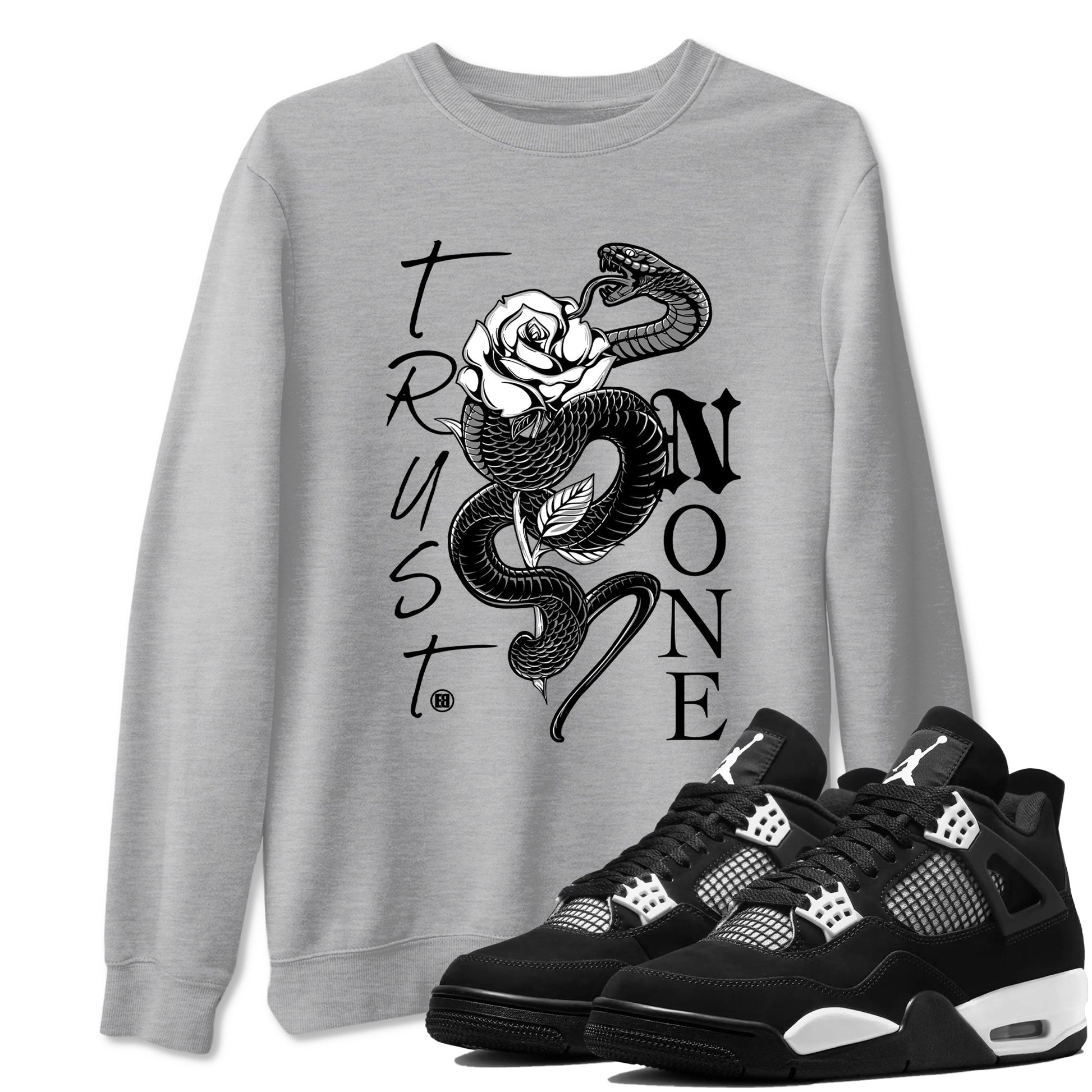 Trust None Sneaker Tees - Air Jordan 4 White Thunder
