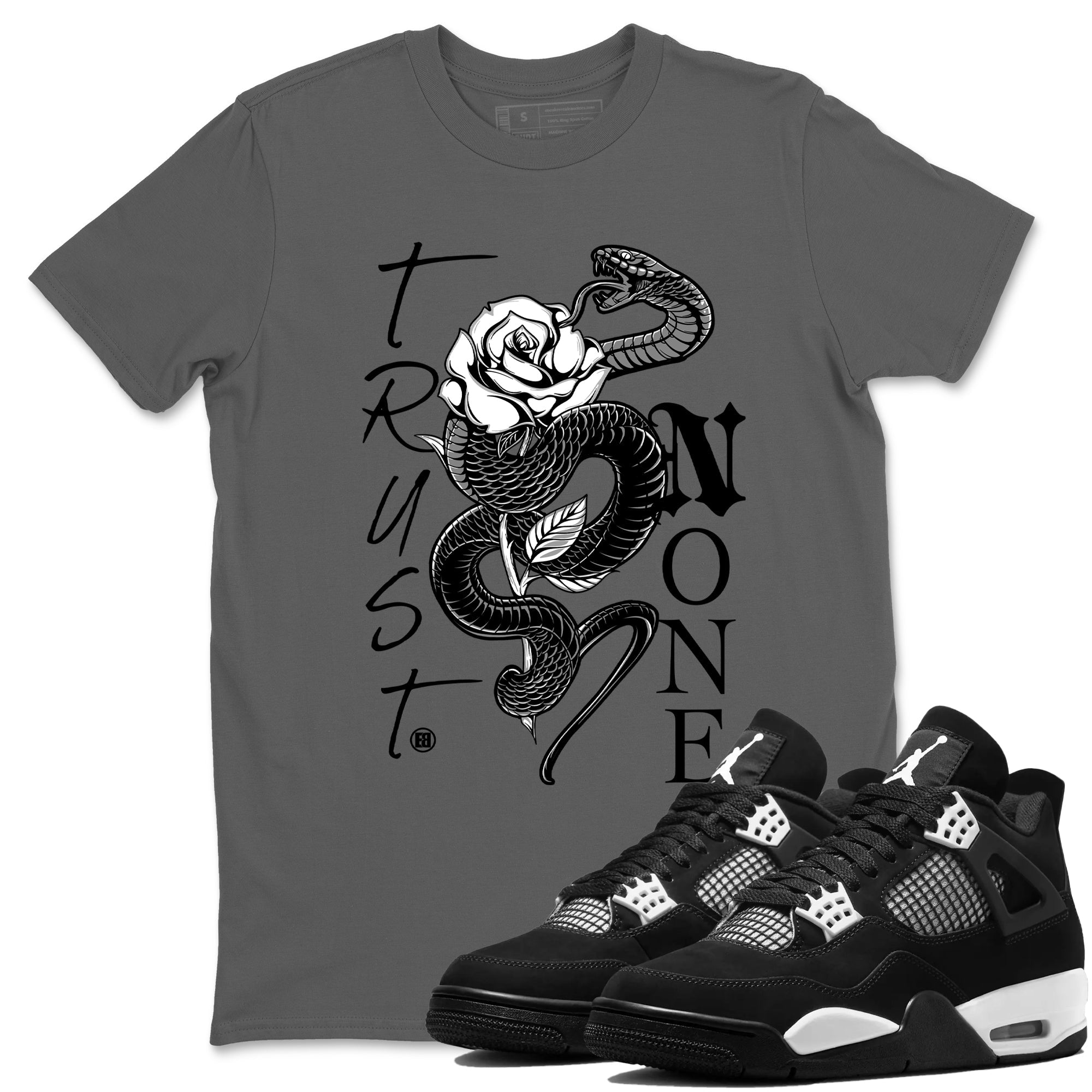 Trust None Sneaker Tees - Air Jordan 4 White Thunder