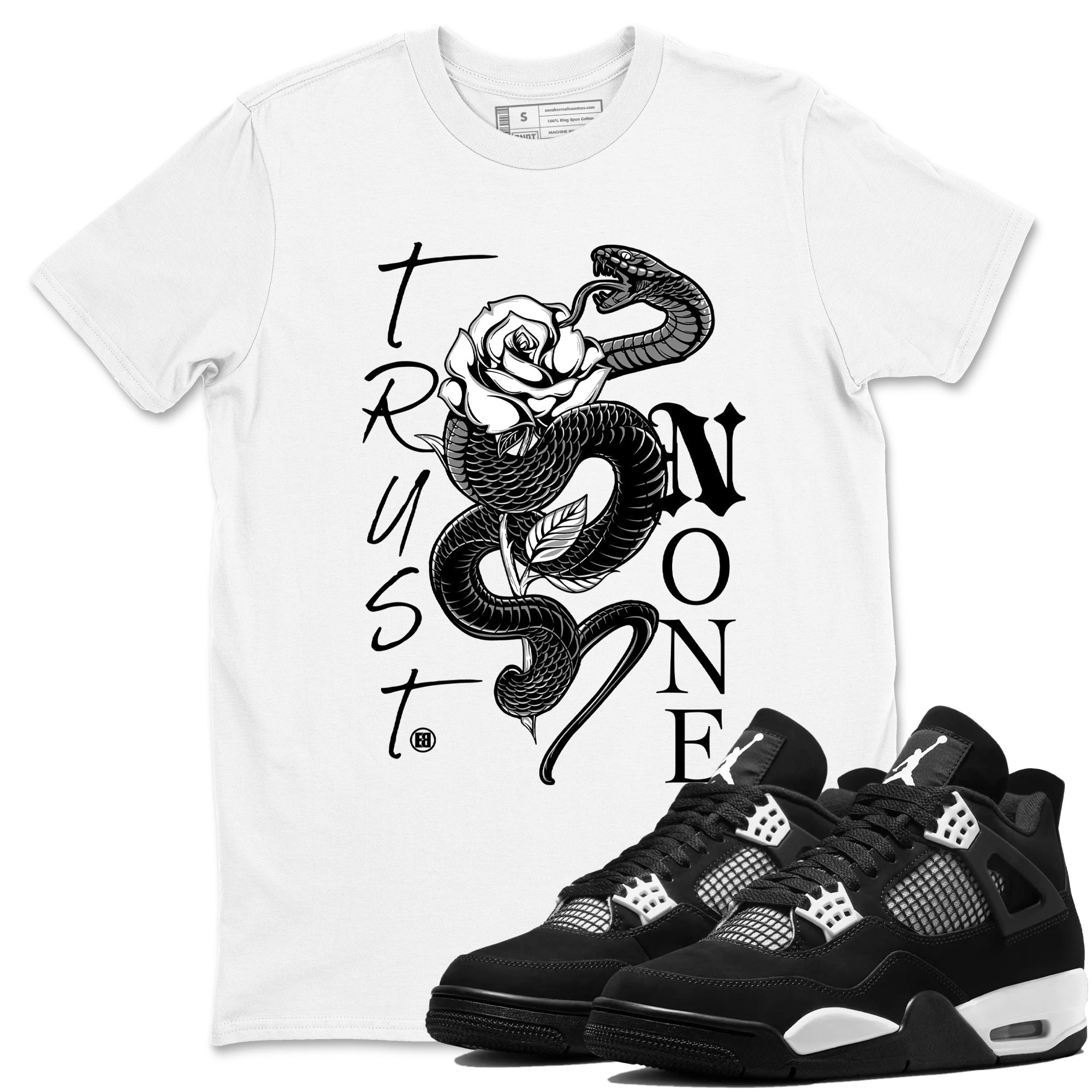 Trust None Sneaker Tees - Air Jordan 4 White Thunder