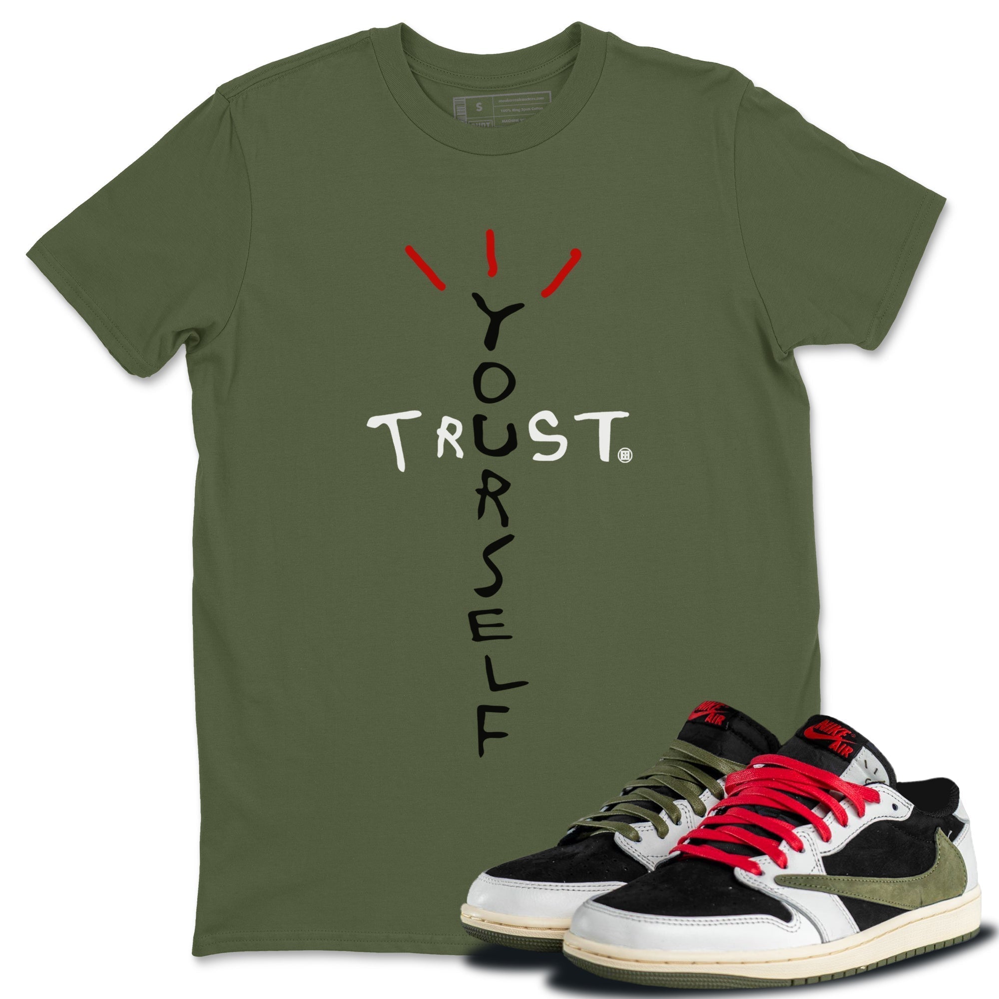 Trust Yourself Unisex Tops - Air Jordan 1 Travis Scott Olive