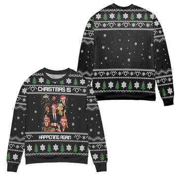 Twin Peaks Christmas is Happening Again Snowflake Pattern Ugly Christmas Sweater ? Black ? Usalast