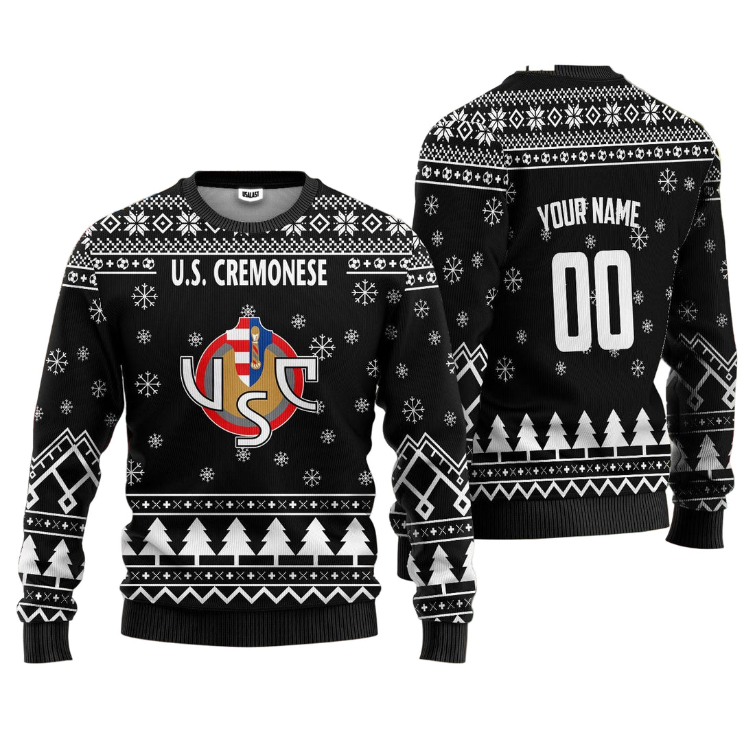 U.S. Cremonese Personalized Ugly Christmas Sweater Black Version ? Usalast
