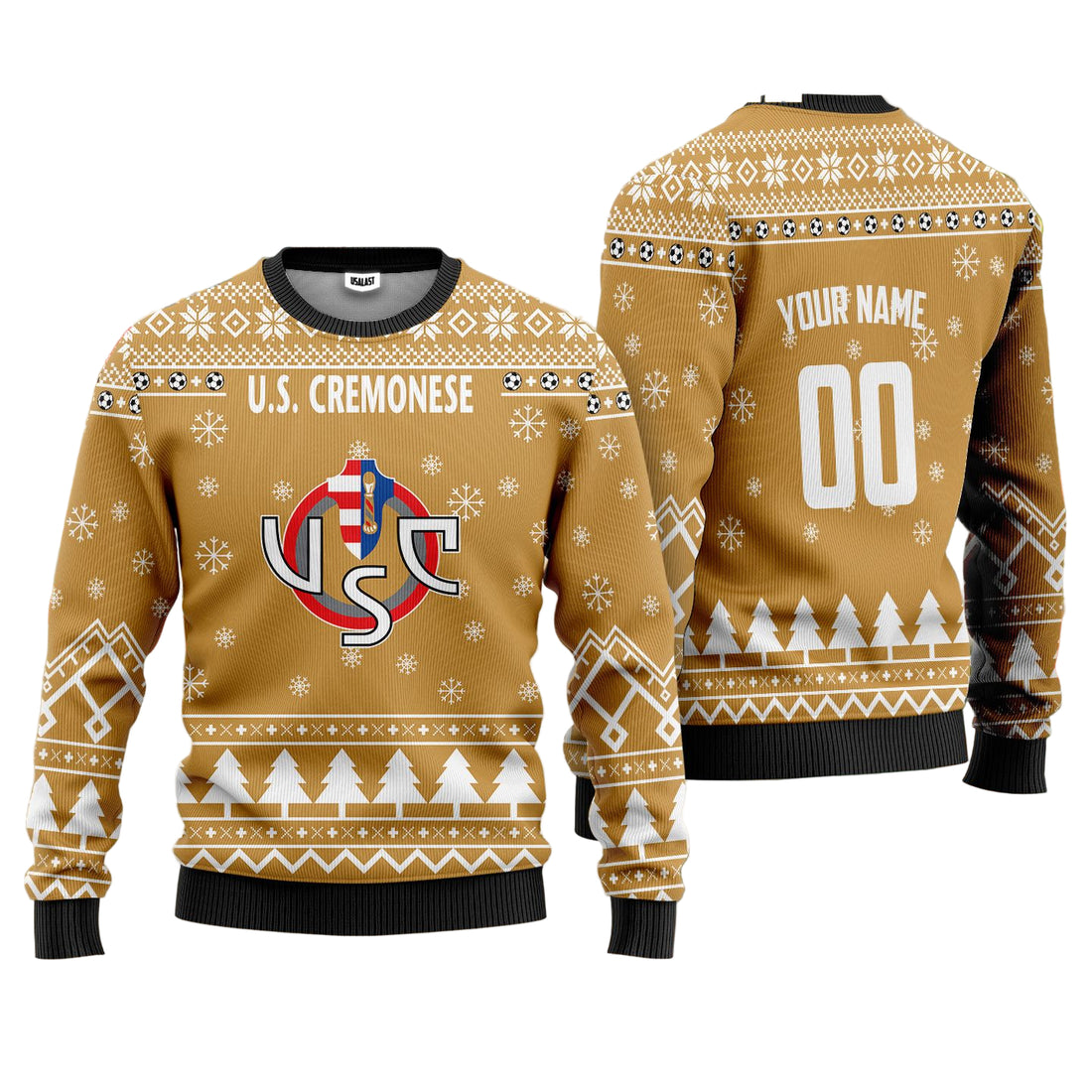 U.S. Cremonese Personalized Ugly Christmas Sweater Gold Version ? Usalast