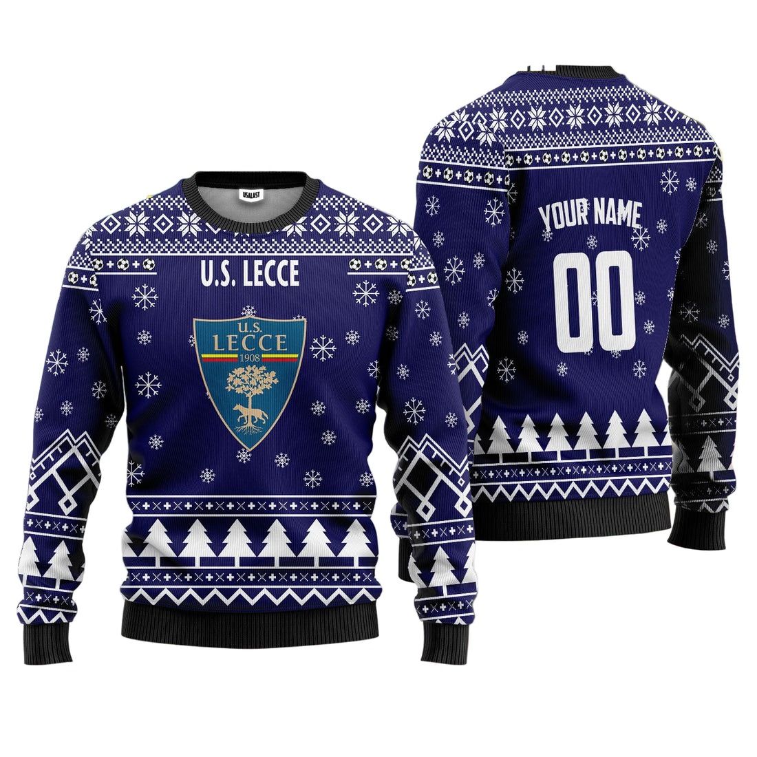 U.S. Lecce Personalized Ugly Christmas Sweater Navy Version ? Usalast