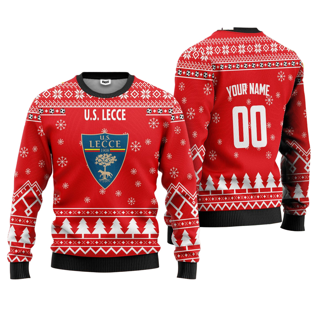 U.S. Lecce Personalized Ugly Christmas Sweater Red Version ? Usalast