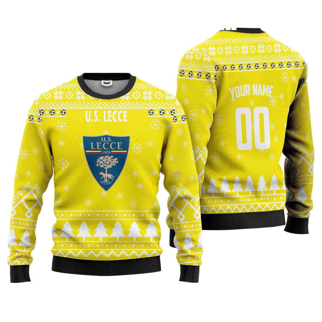 U.S. Lecce Personalized Ugly Christmas Sweater Yellow Version ? Usalast