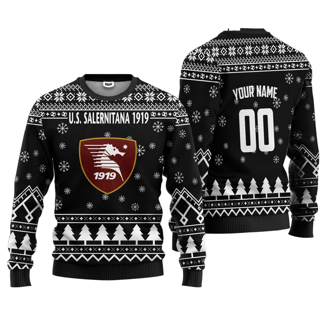 U.S. Salernitana 1919 Personalized Ugly Christmas Sweater Black Version ? Usalast