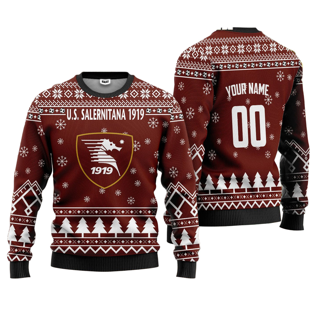 U.S. Salernitana 1919 Personalized Ugly Christmas Sweater Brown Version ? Usalast