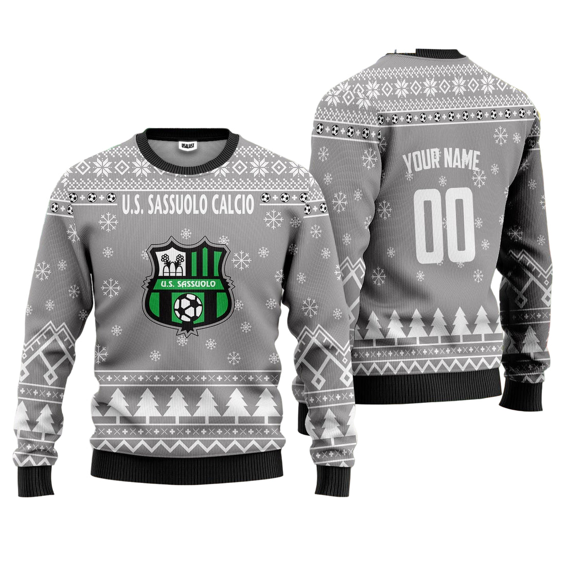 U.S. Sassuolo Calcio Personalized Ugly Christmas Sweater Gray Version ? Usalast