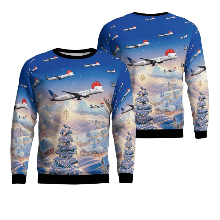 United Airlines Boeing 787-9 Dreamliner Christmas Sweater 3D ? Usalast