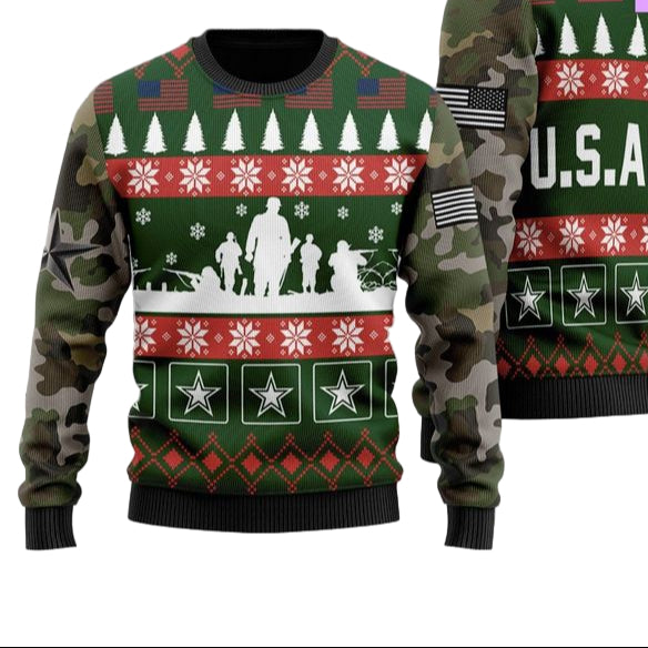 Us Army Military American Army Family Soldier Dad X Mas 3d Ugly Christmas Sweater ? Usalast