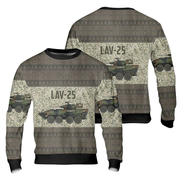 US Marine Corps Light Armored Vehicle LAV-25 Christmas Sweater 3D ? Usalast