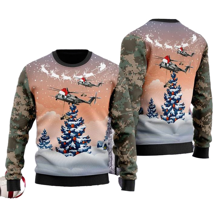 US Marine Corps Sikorsky CH-53E Super Stallion S-65E 80 Christmas Sweater 3D ? Usalast