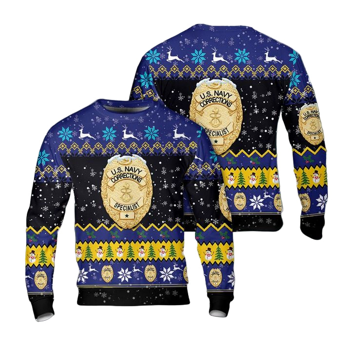 US Navy Corrections Specialist Badge Christmas AOP Sweater ? Usalast