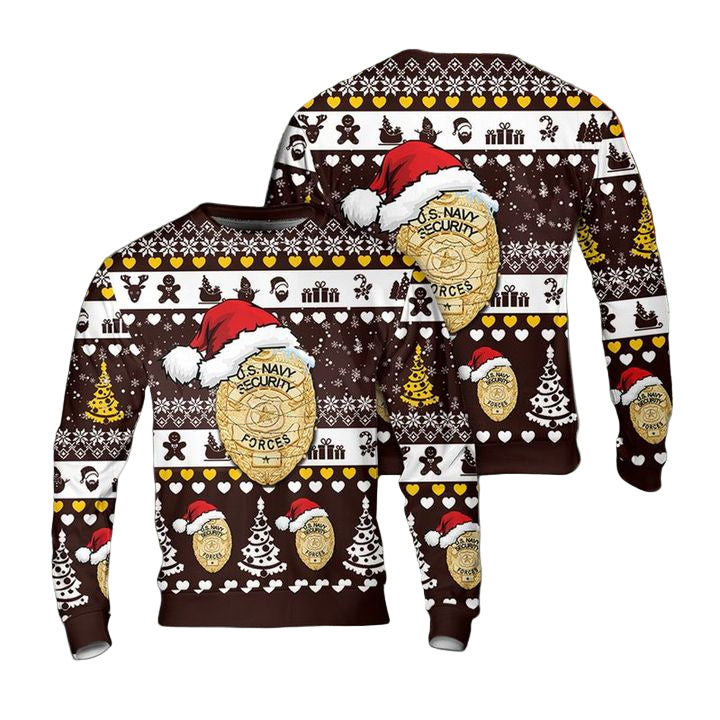 US Navy Security Forces NSF Badge Christmas AOP Sweater ? Usalast