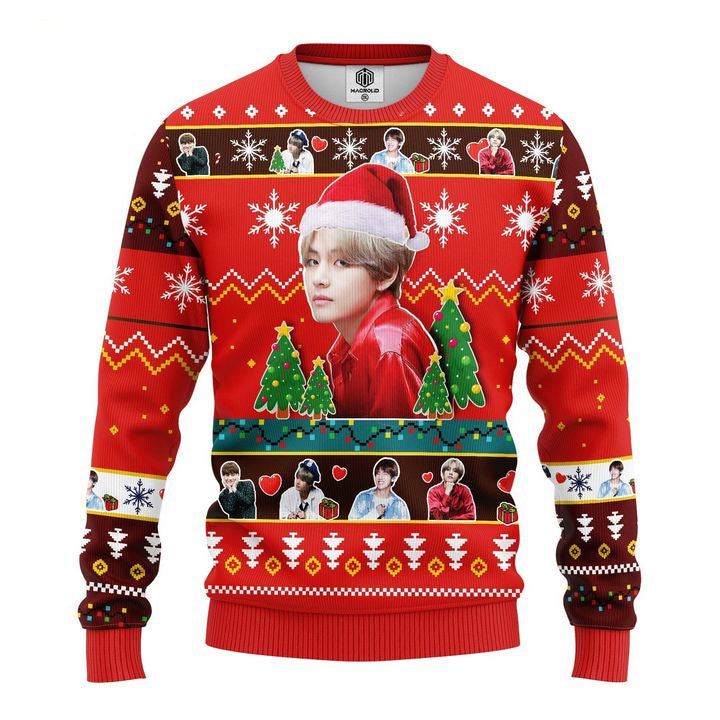 V Bts Ugly Christmas Sweater Red Amazing Gift Idea Thanksgiving Gift ? Usalast