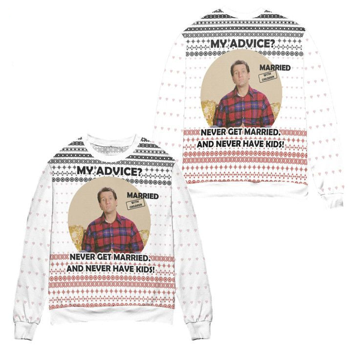 Van Der Bundy Nordberg Heart Pattern Ugly Christmas Sweater ? White ? Usalast