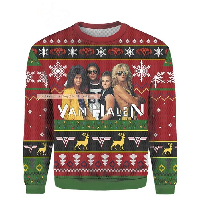 Van Halen Rock Band Members Ugly Christmas 3D Sweater ? Usalast