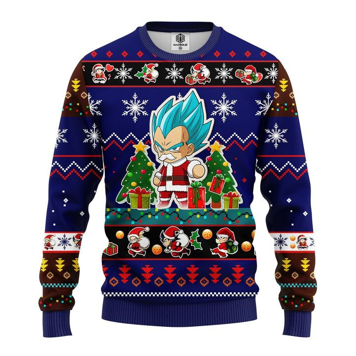 Vegeta Blue Anime Dragon Ball Ugly Christmas Sweater Blue 1 Amazing Gift Idea Thanksgiving Gift ? Usalast