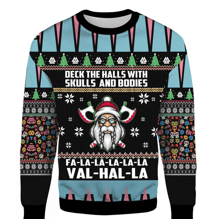 Viking Deck The Halls With Skulls And Bodies Ugly Xmas 3D Christmas 2022 Sweater ? Usalast