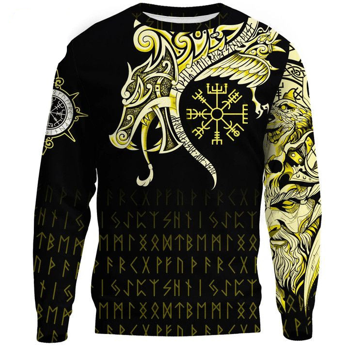 Viking Sweater Raven Tattoo And Vegvisir Yellow A31 ? Usalast