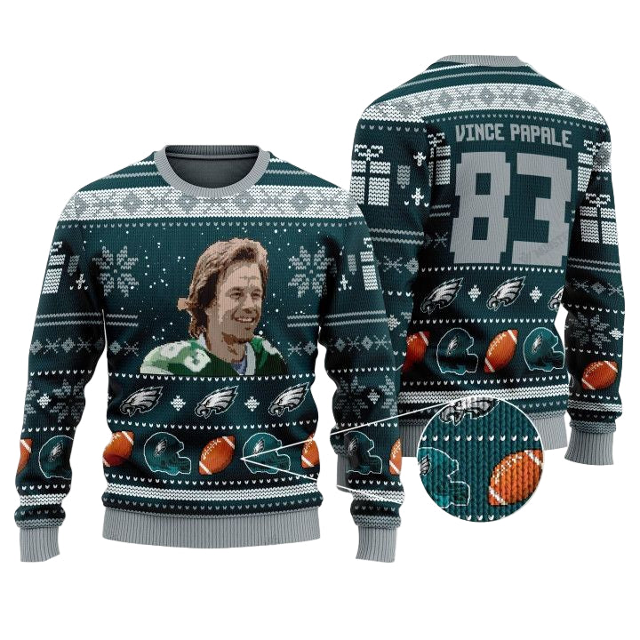 Vince Papale 83 Philadelphia Eagles Nfl Christmas Sweater ? Usalast