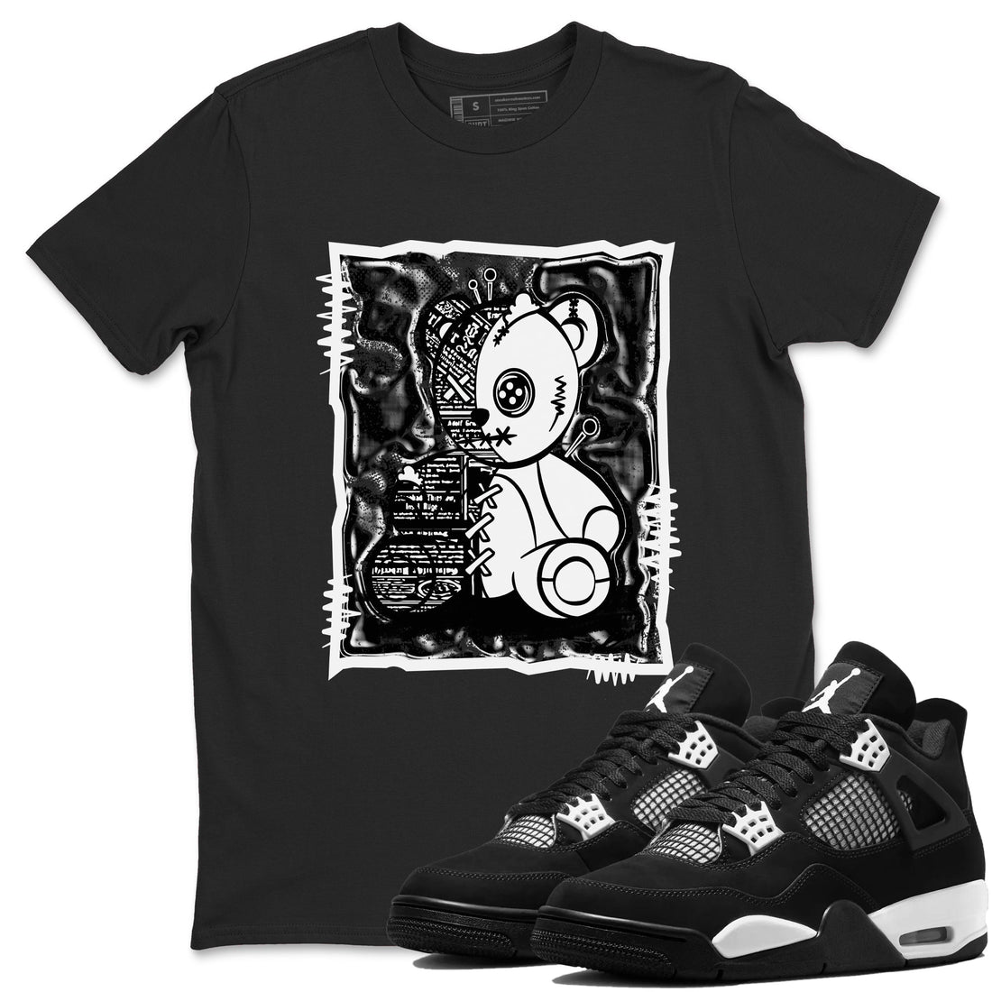 Vintage Bear Sneaker Tees - Air Jordan 4 White Thunder