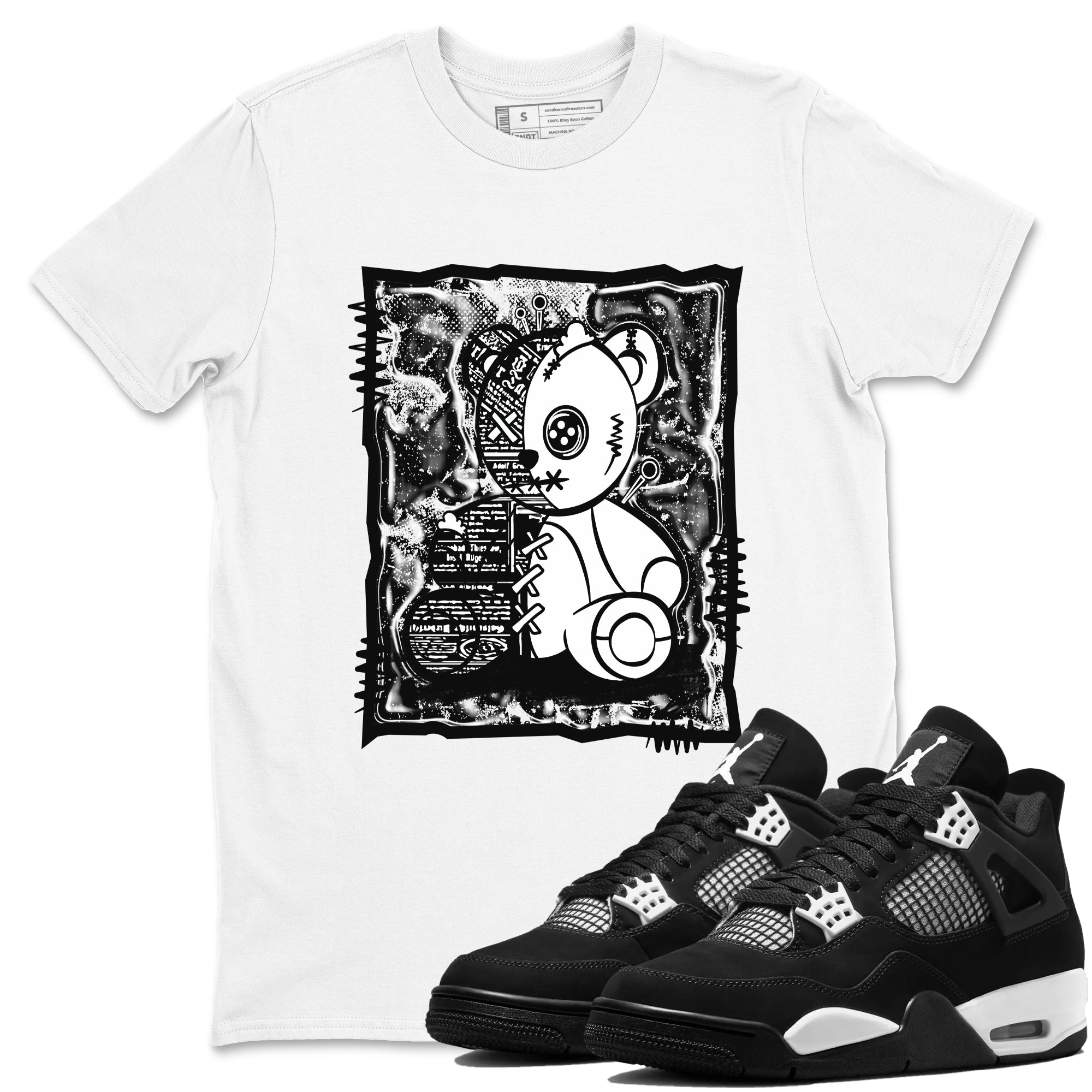 Vintage Bear Sneaker Tees - Air Jordan 4 White Thunder