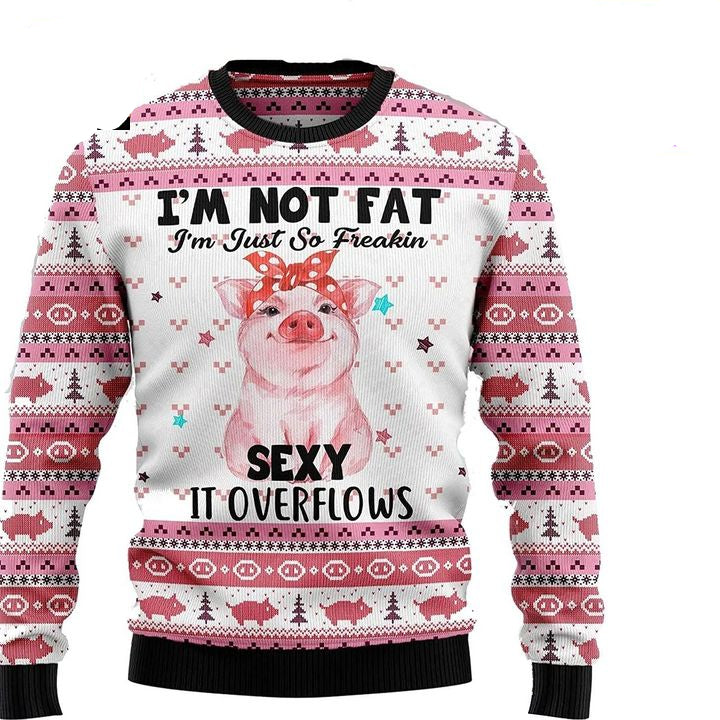 Vintage Im Not Fat Im Just So Freakin Sexyy It Overflow 3d Ugly Christmas Sweater ? Usalast