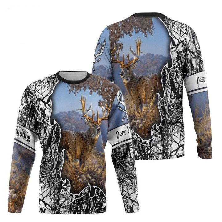 Viticstore Deers Hunting Blue Sky 3D Black White Shade All Over Printed Xl Sweater For Men ? Usalast