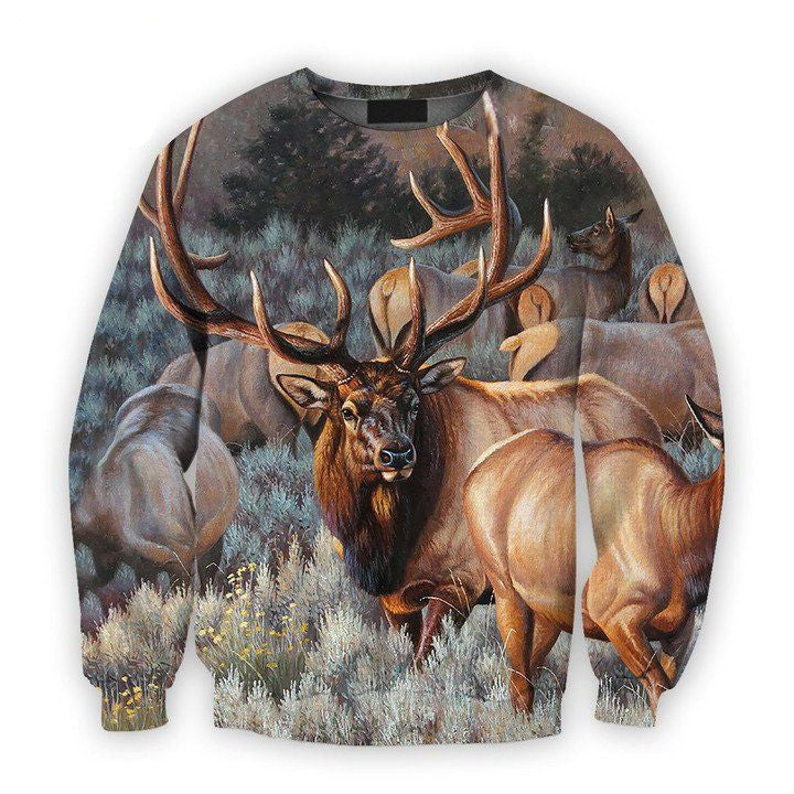 Viticstore Hunting Bucks Dry Field 3D Brown Shade All Over Printed 2Xl Sweater ? Usalast