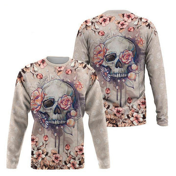 Viticstore Skull Flower- Cream Shade Salmon Pink Detail- Ultra Soft 3D All Over Printed Xl Sweater ? Usalast