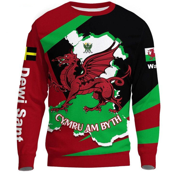 Wales Sweater St Davids Day With Map And Flag A22 ? Usalast