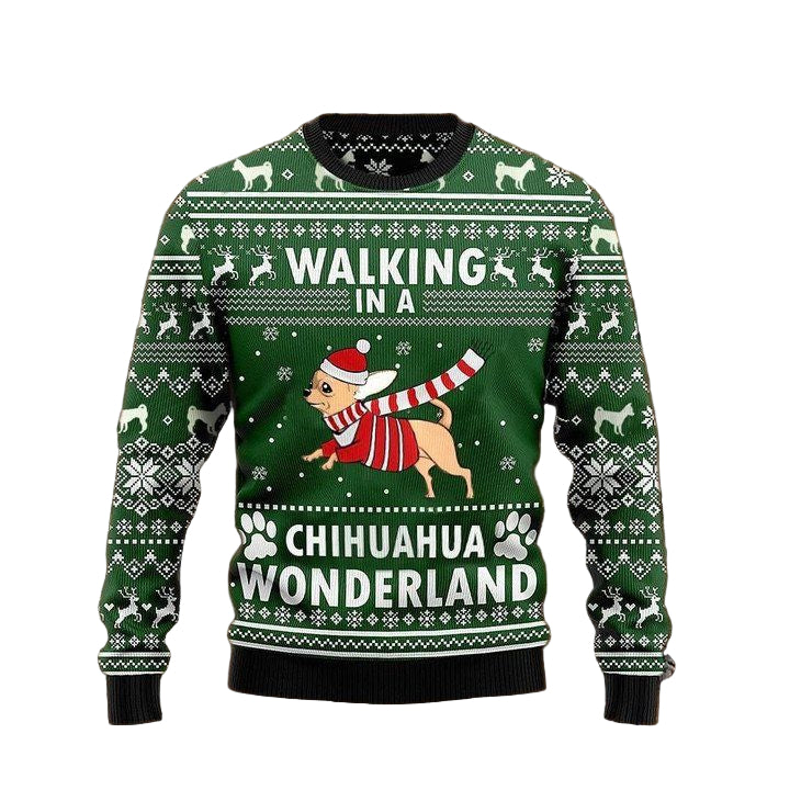 Walking In A Chihuahua Wonderland Sweater Snowflake Vintage Christmas Sweater Dog Lover ? Usalast