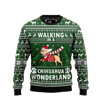 Walking In A Chihuahua Wonderland Sweater Snowflake Vintage Christmas Sweater Dog Lover ? Usalast