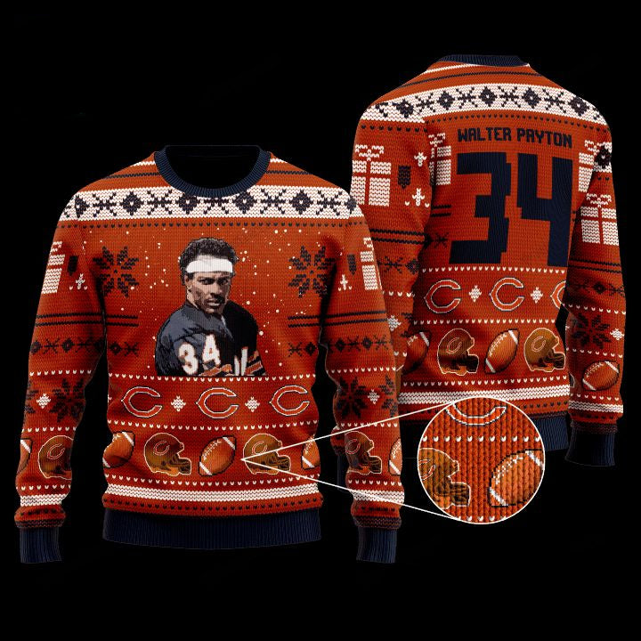 Walter Payton 34 Chicago Bears Nfl Christmas Sweater ? Usalast