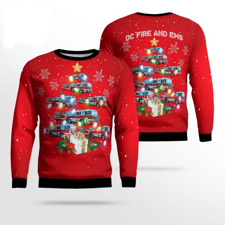 Washington DC Fire And EMS Christmas AOP Sweater ? Usalast